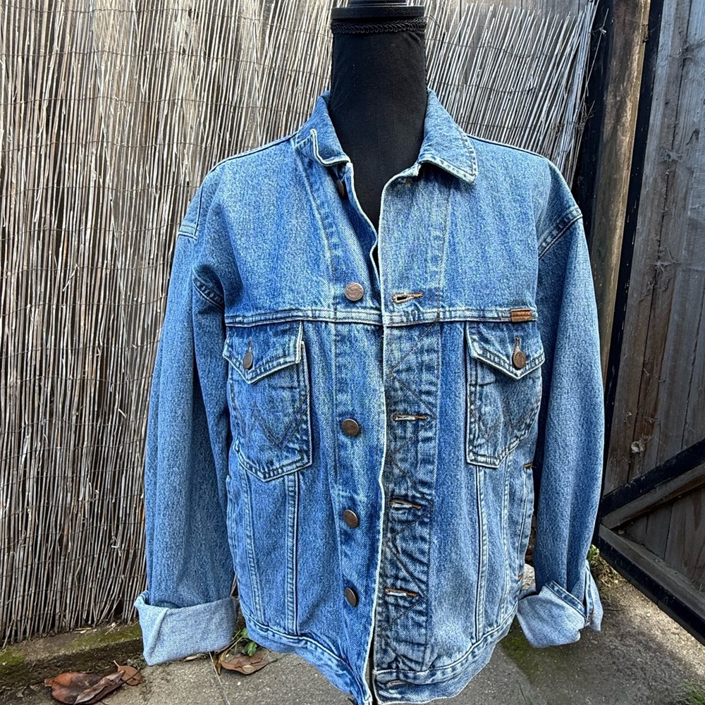Wrangler Authentic Western Mens Denim Jacket Size Small Vintage Cowboy